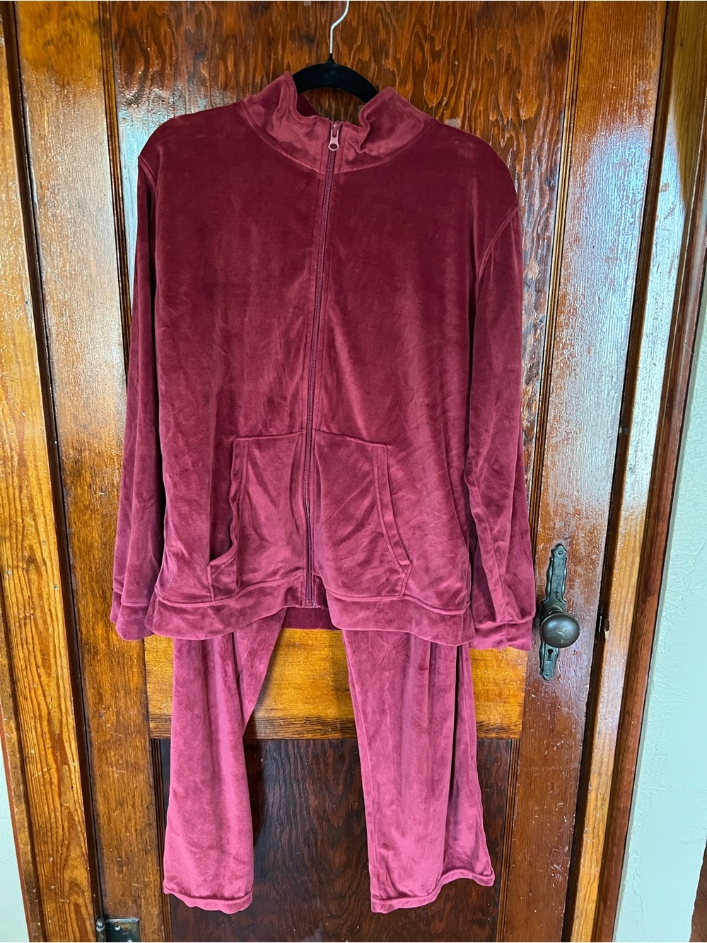 Athletic Works Burgundy Velour Zip Jacket and Pants Set